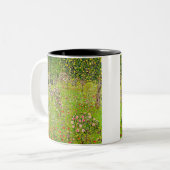 Gustav Klimt Orchard met Rozen Tweekleurige Koffiemok (Voorkant links)