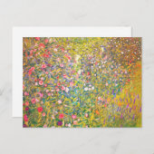 Gustav Klimt Pink Flowers Postcard Briefkaart (Voorkant / Achterkant)