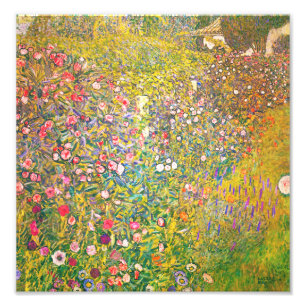 Gustav Klimt Pink Flowers Print Foto Afdruk