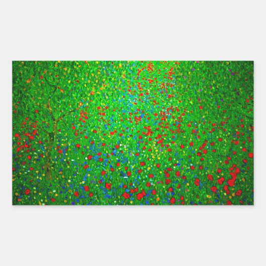 Gustav Klimt Poppy Field Rechthoekige Sticker (Voorkant)