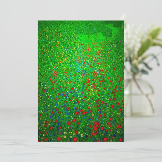 Gustav Klimt Poppy Field Save The Date (Staand voorkant)