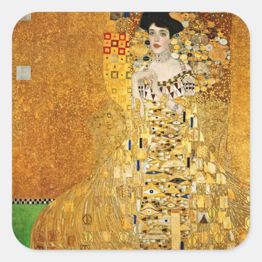 Gustav Klimt - portret van Adele Bloch Bauer Vierkante Sticker (Voorkant)