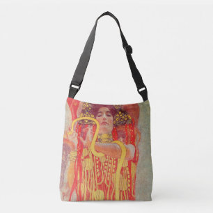 Gustav Klimt Red Woman Gold Snake Painting Crossbody Tas