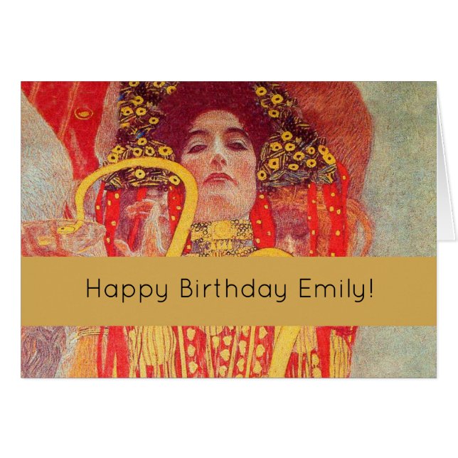 Gustav Klimt Red Woman Gold Snake Peinture (Devant horizontal)