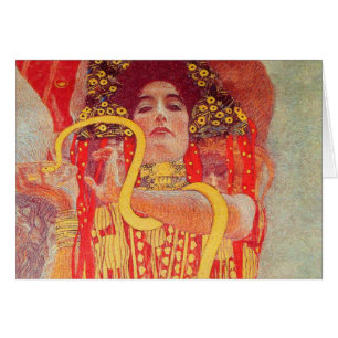 Gustav Klimt Red Woman Gold Snake Peinture