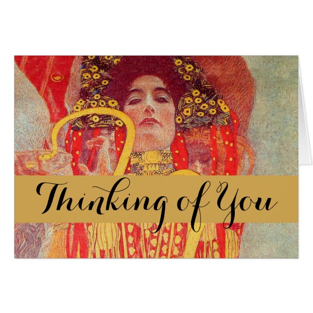 Gustav Klimt Red Woman Gold Snake Peinture (Devant horizontal)