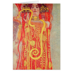 Gustav Klimt Red Woman Gold Snake Peinture