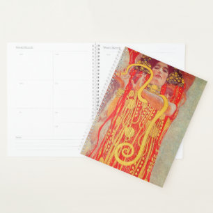 Gustav Klimt Red Woman Gold Snake Peinture
