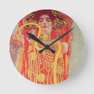 Gustav Klimt Rode Vrouw Gouden Slang Schilderij Ronde Klok