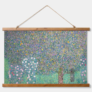 Gustav Klimt - Rosebushes onder de bomen Hangend Wandkleed