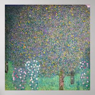 Gustav Klimt - Rosebushes onder de bomen Poster