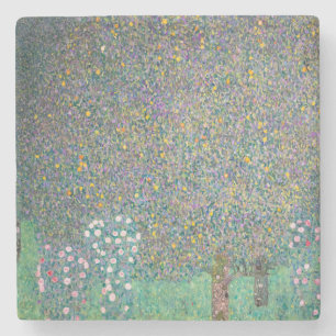 Gustav Klimt - Rozenstruiken onder de Bomen Stenen Onderzetter