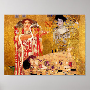 Gustav Klimt, schilderijen Collage, Gecombineerde  Poster