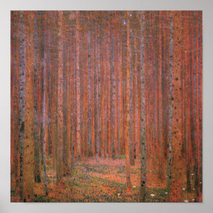 Gustav Klimt Sparrenbos Tannenwald Rode Bomen Poster