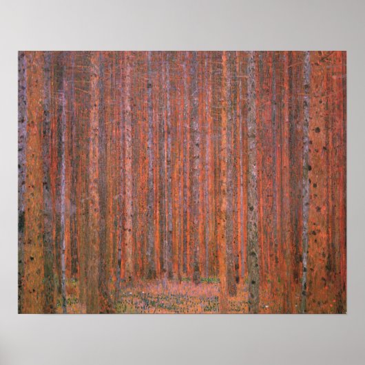 Gustav Klimt Sparrenbos Tannenwald Rode Bomen Poster (Voorkant)