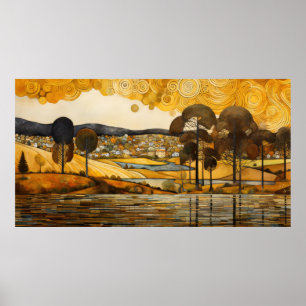 Gustav Klimt stijl landschap Poster