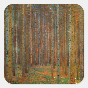 Gustav Klimt - Tannenwald Pine Forest Vierkante Sticker