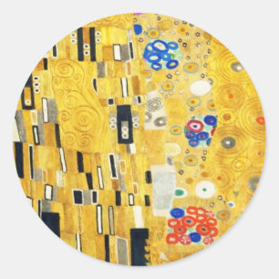 Gustav Klimt The Kiss Art Nieuw schilderen Ronde Sticker