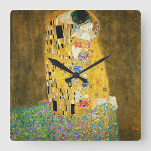 Gustav Klimt The Kiss Art Nieuw schilderen Vierkante Klok
