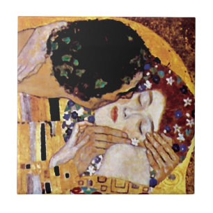 Gustav Klimt - The Kiss -  Art Nouveau Tegeltje