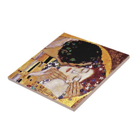 Gustav Klimt - The Kiss - Art Nouveau Tegeltje (Zijkant)