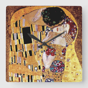 Gustav Klimt - The Kiss - Art Nouveau Vierkante Klok