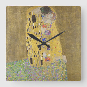 Gustav Klimt The Kiss Goud Kunst Vierkante Klok