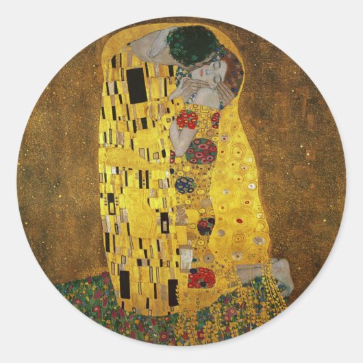 Gustav Klimt The Kiss Ronde Sticker (Voorkant)