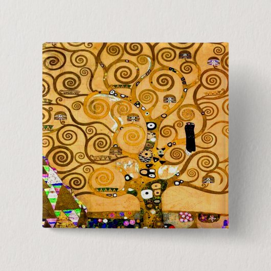 Gustav Klimt Tree of Life Vierkante Button 5,1 Cm (Voorkant)