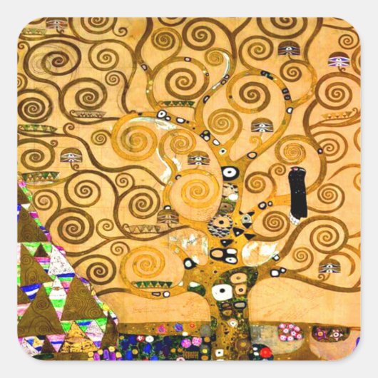 Gustav Klimt Tree of Life Vierkante Sticker (Voorkant)