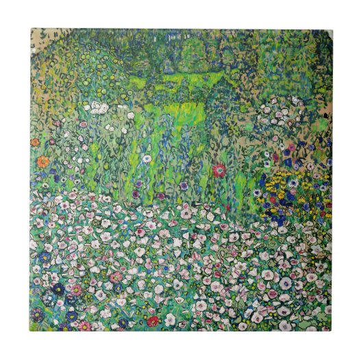Gustav Klimt - Tuinbouwlandschap en heuvel Tegeltje (Voorkant)