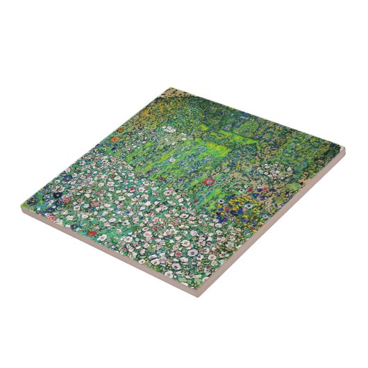 Gustav Klimt - Tuinbouwlandschap en heuvel Tegeltje (Zijkant)