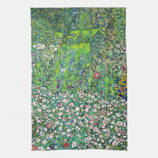 Gustav Klimt - Tuinbouwlandschap en heuvel Theedoek (Verticaal)