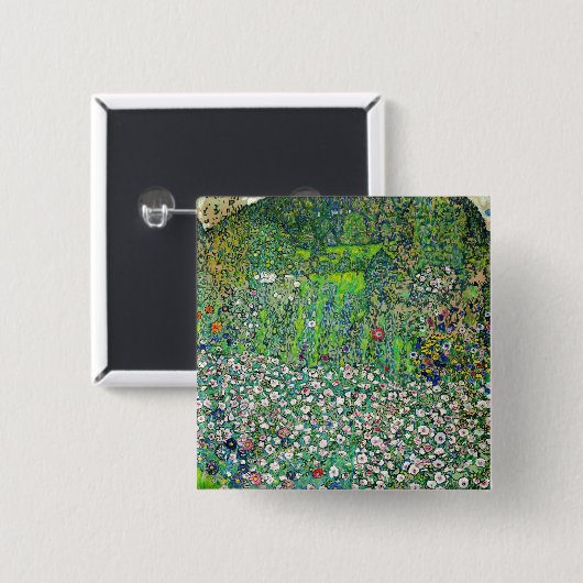 Gustav Klimt - Tuinbouwlandschap en heuvel Vierkante Button 5,1 Cm (Voorkant /achterkant)