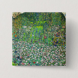 Gustav Klimt - Tuinbouwlandschap en heuvel Vierkante Button 5,1 Cm
