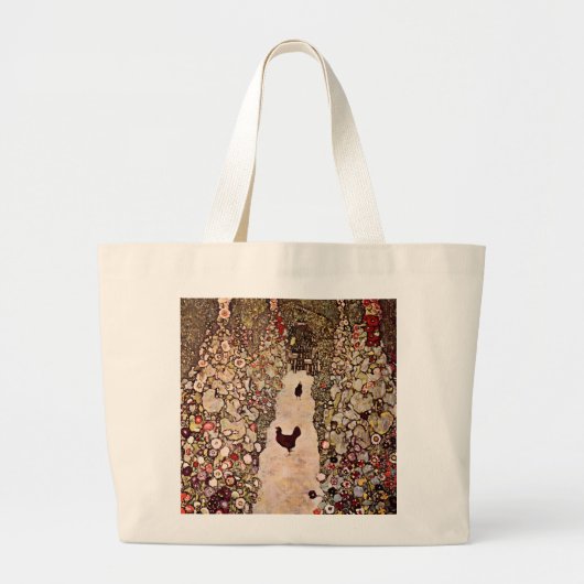Gustav Klimt Tuinpad met kippen Grote Tote Bag (Voorkant)