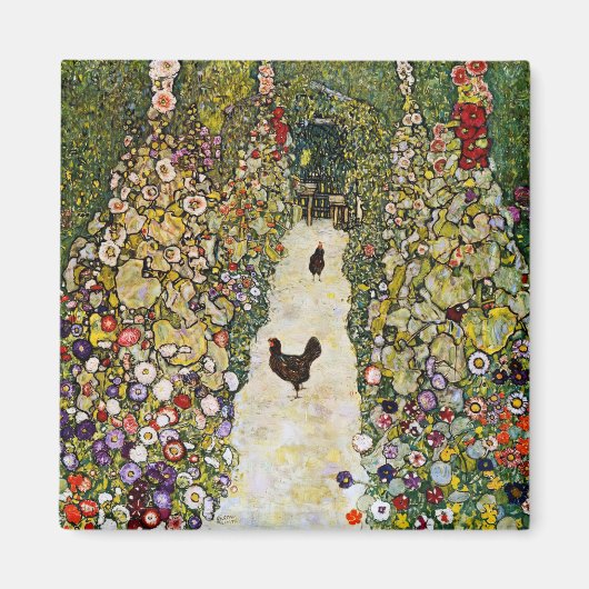 Gustav Klimt - Tuinpad met kippen Magneet (Voorkant)