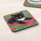Gustav Klimt Tuxedo Cat Bier Onderzetter (Linkerzijde)