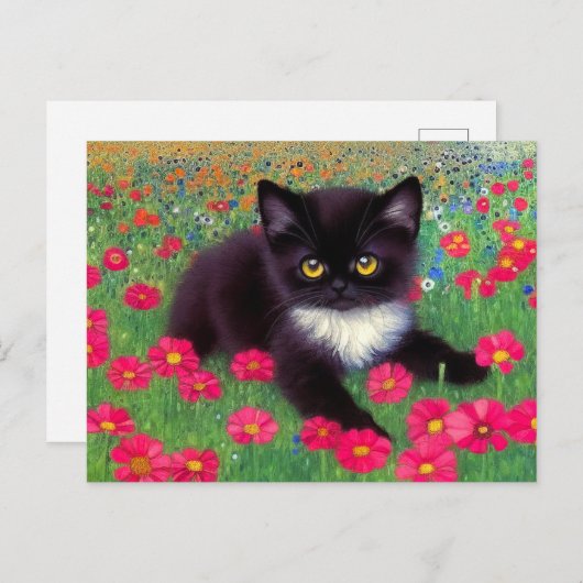 Gustav Klimt Tuxedo Cat Briefkaart (Voorkant / Achterkant)