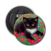 Gustav Klimt Tuxedo Cat Button Flesopener (Voorkant)