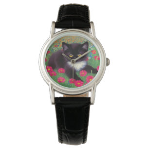 Gustav Klimt Tuxedo Cat Horloge