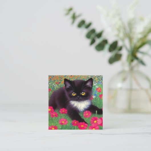 Gustav Klimt Tuxedo Cat Informatiekaartje (Staand voorkant)