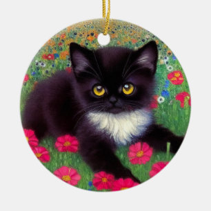 Gustav Klimt Tuxedo Cat Keramisch Ornament