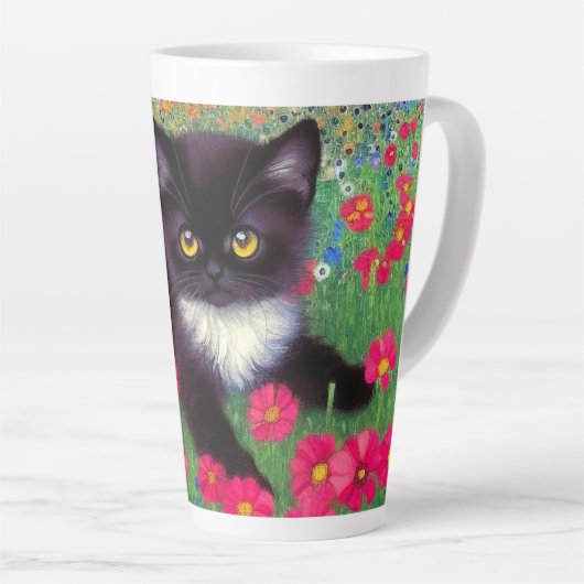 Gustav Klimt Tuxedo Cat Latte Mok (Rechterhoek)