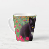 Gustav Klimt Tuxedo Cat Latte Mok (Linkerhoek)