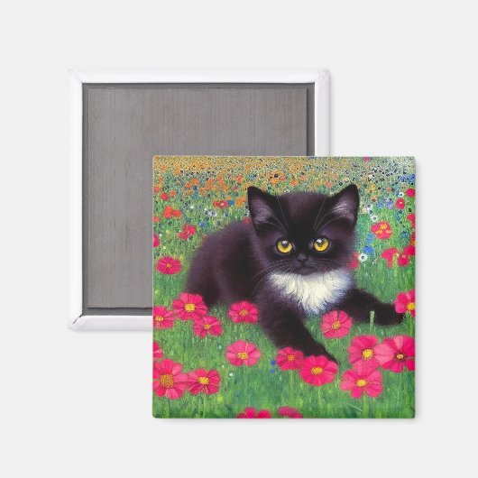 Gustav Klimt Tuxedo Cat Magneet (Voorkant / Achterkant)
