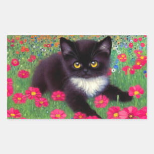 Gustav Klimt Tuxedo Cat Rechthoekige Sticker