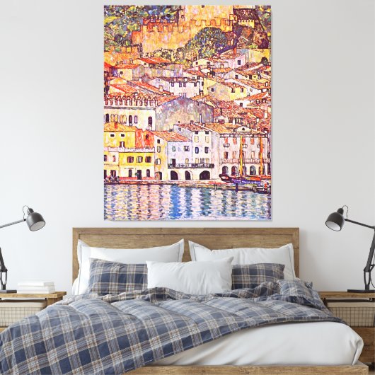 Gustav Klimt . Verschilderij van Malcesine en Gard Canvas Afdruk (Insitu (Slaapkamer))