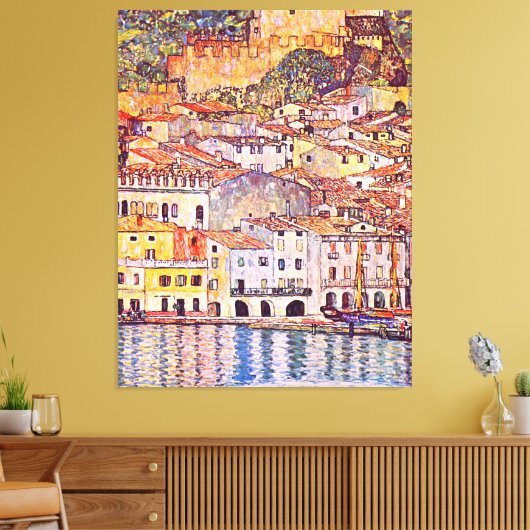 Gustav Klimt . Verschilderij van Malcesine en Gard Canvas Afdruk (Insitu (Woonkamer))