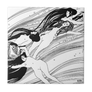 Gustav Klimt - Vis Bloed Surrealistische Japanse K Tegeltje